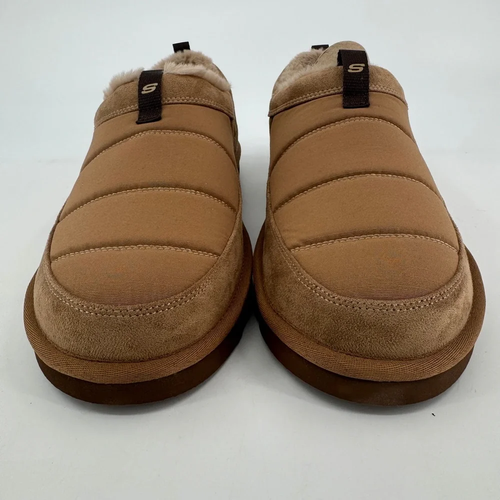 Skechers Luxe Foam Mens House Shoes Tan Wide Fit Slippers 182002WS Size 12 NEW - Picture 6 of 9